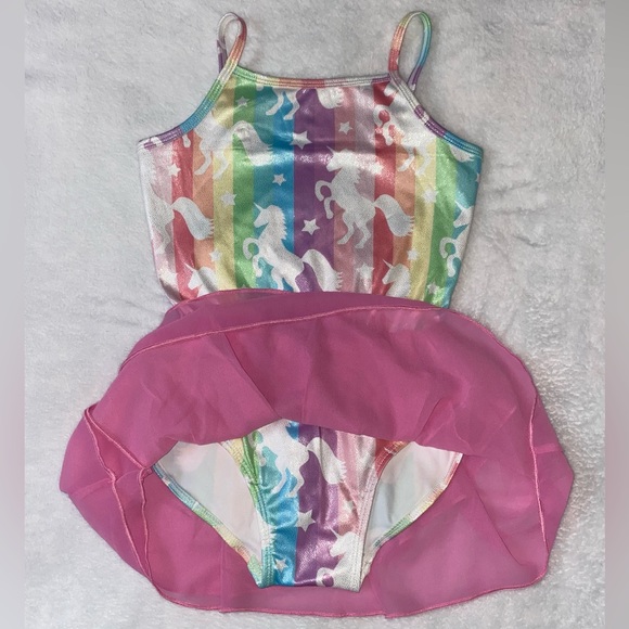 (New) Girls Unicorn Leotard Size: 8-9 Color: Pink - Picture 4 of 4
